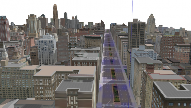 现代大型城市道路街景su模型-图二