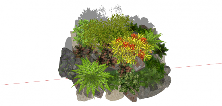 庭院花池植物景观su模型-图二