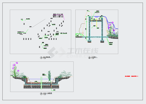 泉州宾馆庭院园林景观工程施工图CAD图纸-图二