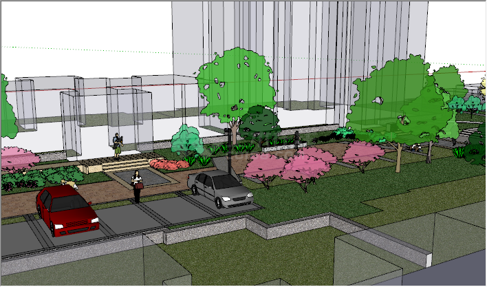 现代小区公园广场景观su模型-图二