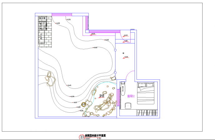 某地别墅花园庭院景观设计施工图CAD图纸_图1