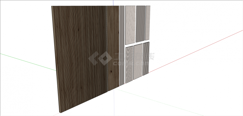现代木制护墙板组合su模型-图二