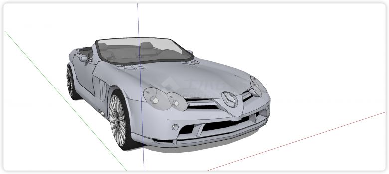 灰色敞篷梅赛德斯轿车汽车su模型-图二