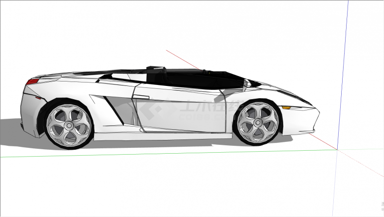 白色现代跑车汽车设计su模型-图二