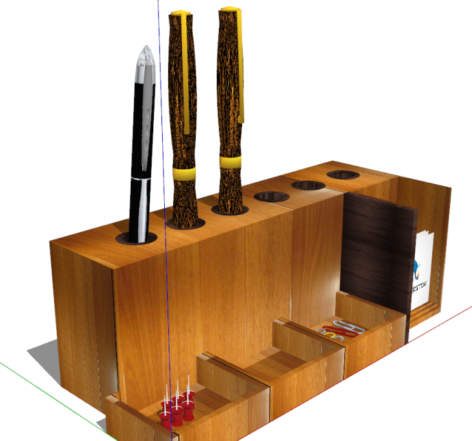 木质笔筒桌面饰品摆件su模型_图1