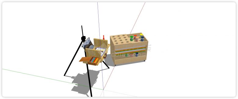 颜料工具箱SU书籍桌面饰品摆件-图二