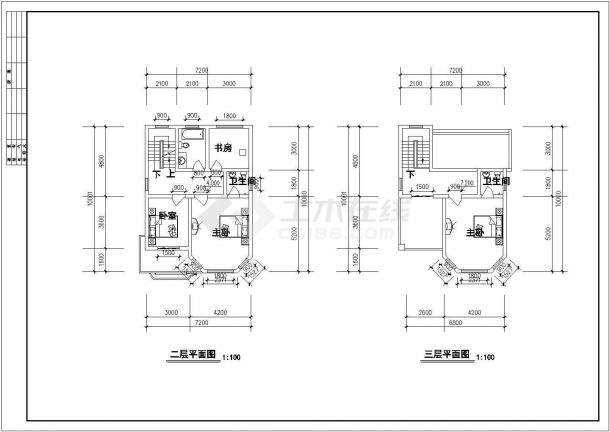 某三层带阁楼层框架结构现代风格别墅设计cad全套建筑施工图（含效果图）-图二