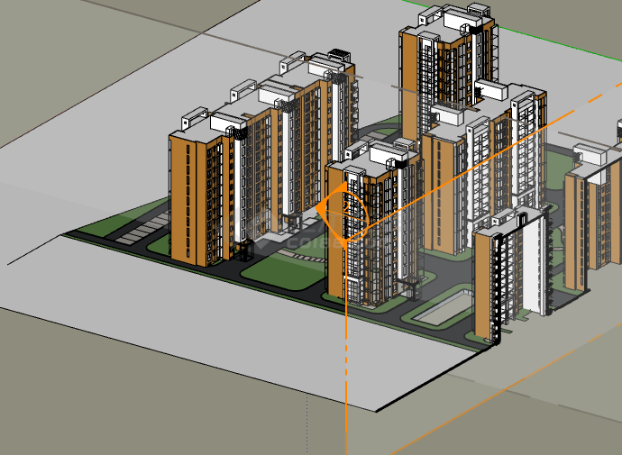 黄色现代独栋住宅su模型-图一