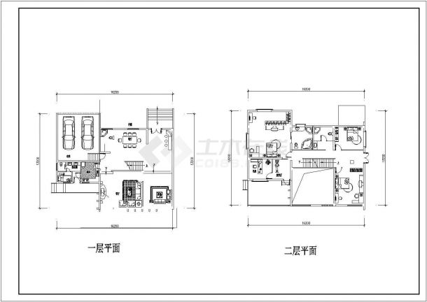 某三层别墅建筑CAD参考图-图二