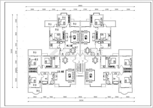 杭州某小高层户型公寓楼全套建筑施工设计cad图纸-图一