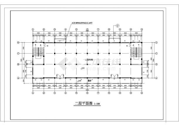 二层框架厂房CAD建筑设计施工图-图一