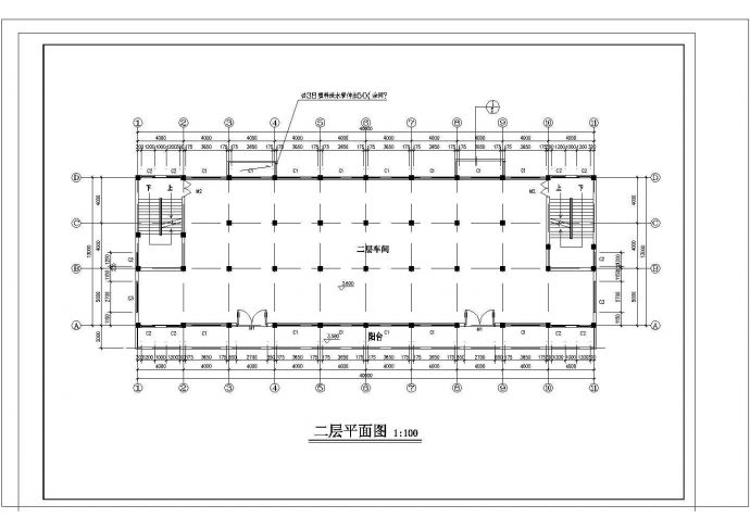 二层框架厂房CAD建筑设计施工图_图1