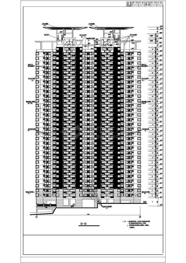 某地高层公寓楼建筑全套施工设计cad图纸(含立面图，剖面图)-图二