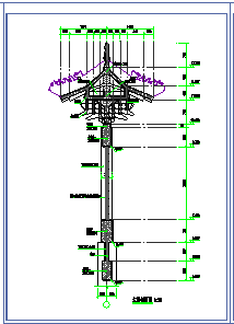 某四柱七楼牌楼建筑设计cad施工说明图纸_图1