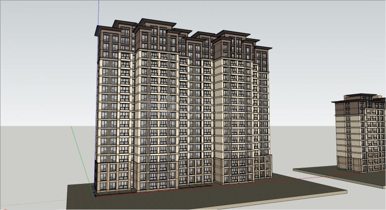 三栋小区住宅排列建筑su模型-图二