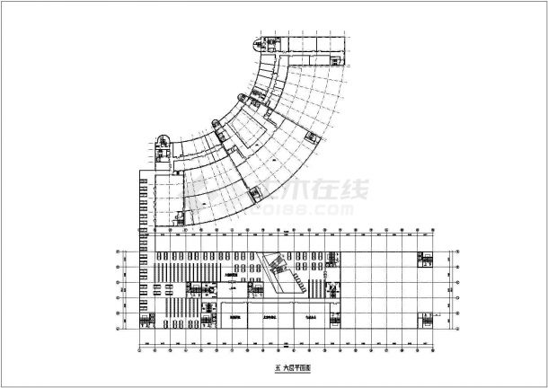 北京丰台区某10层大型市民图书馆建筑设计CAD图纸-图二