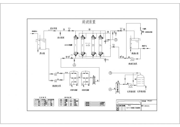 50TH湖水处理超滤系统工艺流程建筑设计cad图纸_图1