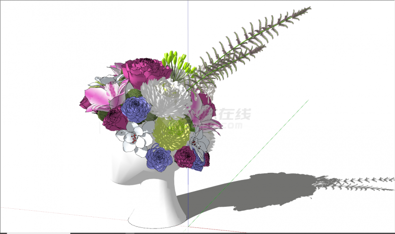 现代人头形花朵帽子绿植盆栽su模型-图一