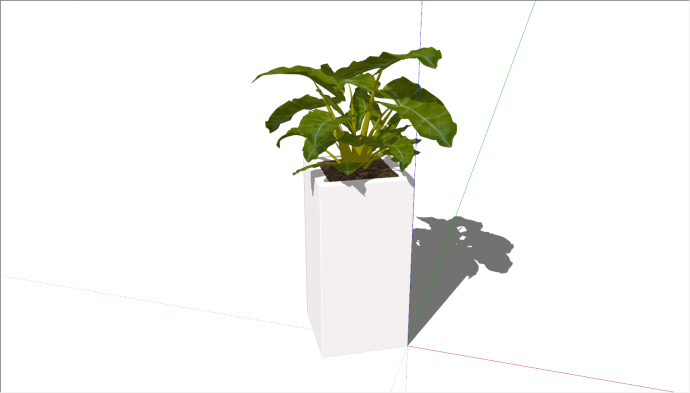 现代方深式花瓶绿植盆栽su模型_图1