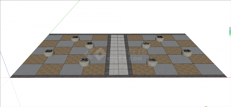 长方形灰色镶嵌象棋的地毯su模型-图一