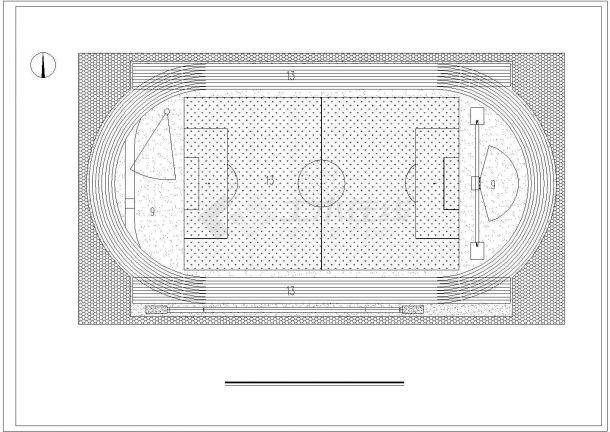 苏州市某大学内部体育操场建筑设计CAD图纸-图一