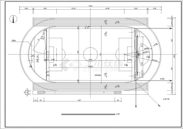 苏州市某大学内部体育操场建筑设计CAD图纸-图二