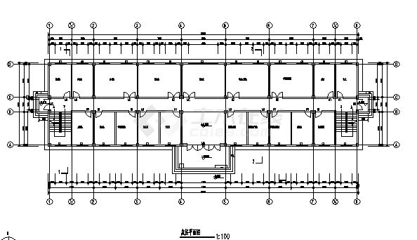 土木工程毕业设计_办公楼设计_2700平米四层框架结构办公楼建施cad图(含计算书，毕业设计)-图二