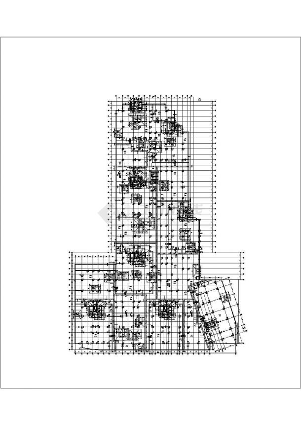 高层办公楼建筑框架结构设计CAD施工图纸-图一