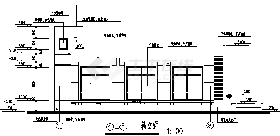 100平米某单层售楼部建筑施工cad图_售楼部施工-图二