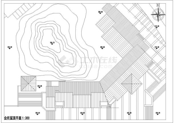 地下2地上2层别墅区会所建筑初步设计方案（cad，4张图纸）-图一