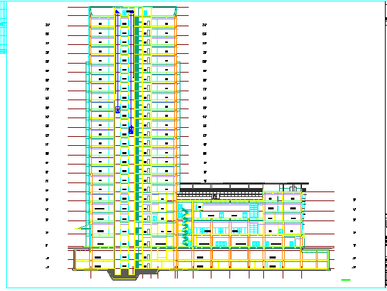 [成都]高层塔式框架剪力墙结构住宅办公区规划施工CAD图_图1