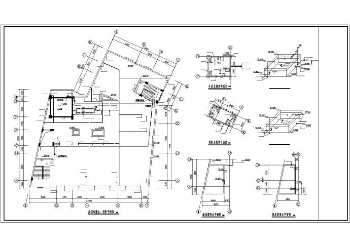 某7层不规则形商住楼给排水设计cad施工图（含设计说明）_图1