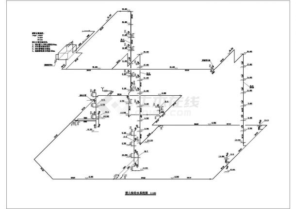 某7层L型商住楼给排水设计cad施工图（含设计说明）-图一