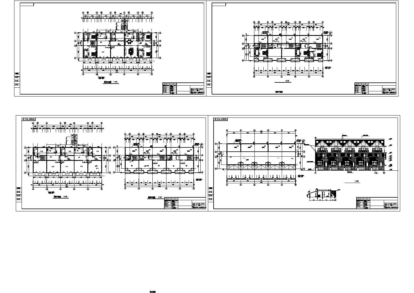 某四层砖混结构别墅洋房设计cad全套建筑方案图（甲级院设计）