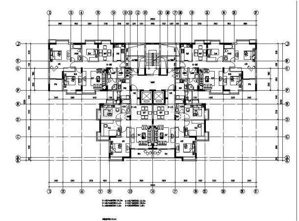 18层1楼梯2电梯4户点式住宅楼户型方案设计图-图二