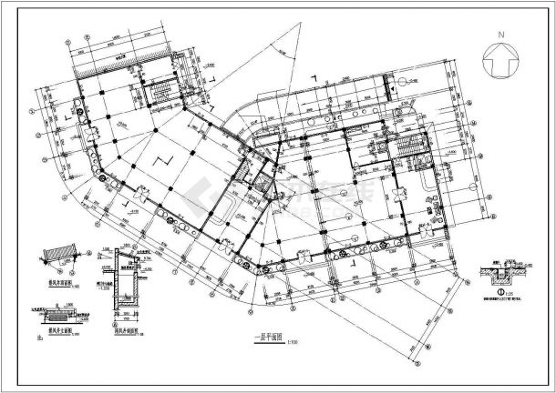 南京某钟山景区小型旅社全套建筑施工设计cad图纸(含机房层平面图)-图二