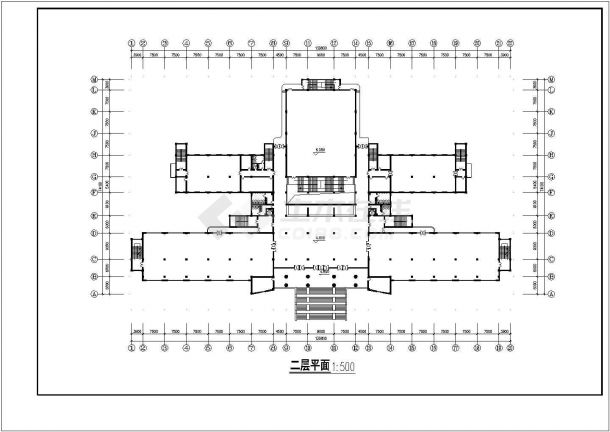 成都某高校内部6层图书馆建筑设计CAD图纸（含总图）-图二