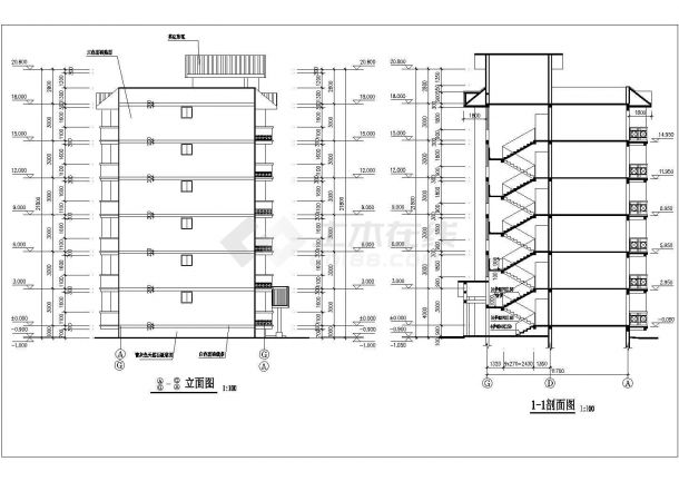 佛山市某中学教师家属院2100平米6层砖混结构住宅楼建筑设计CAD图纸-图一