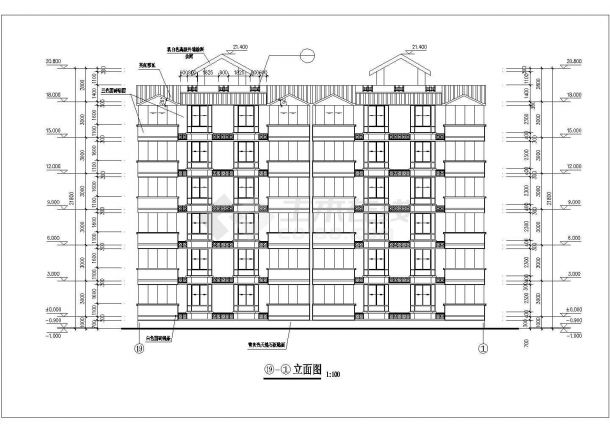 佛山市某中学教师家属院2100平米6层砖混结构住宅楼建筑设计CAD图纸-图二