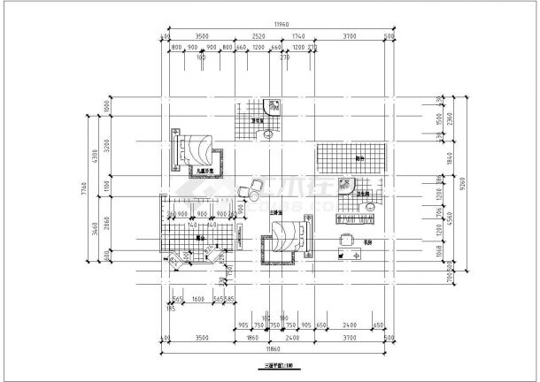 某三层砖混结构新村镇小康别墅设计cad建筑方案图（含设计说明，含效果图）-图一