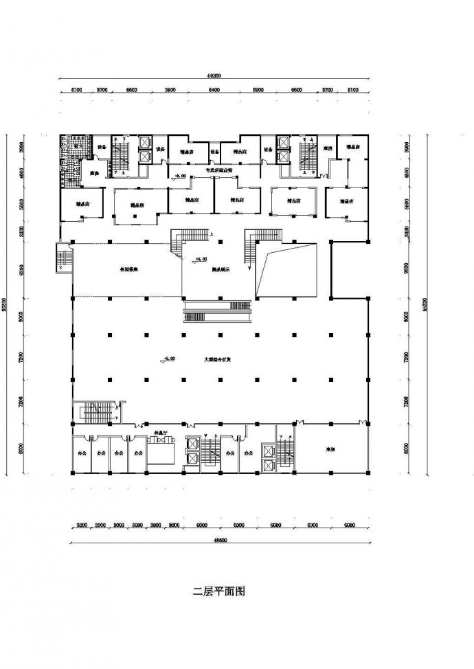 某大型商场建筑设计平面方案图_图1