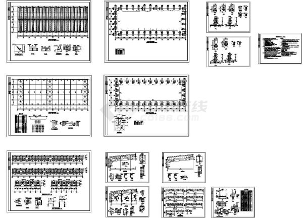 某仓库完整钢结构图纸，共13张(cad)-图一