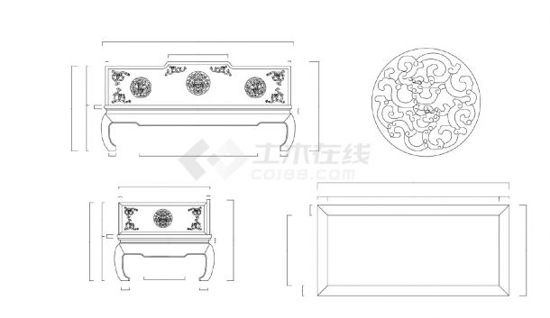 某中式风卷龙罗汉床结构大样图-图一