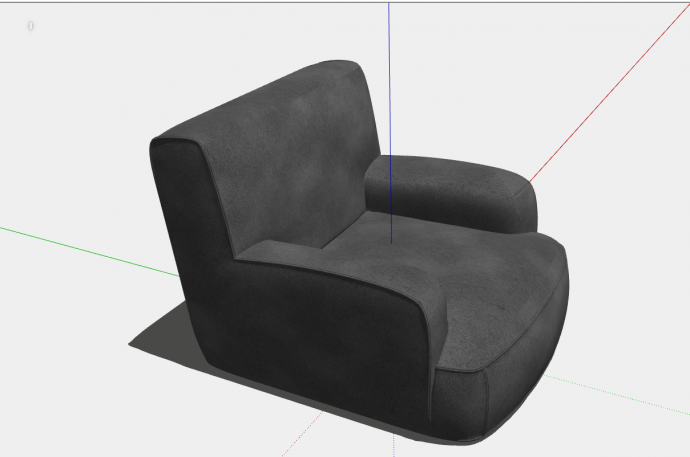 一款灰色的表面是布艺的单人沙发su模型_图1