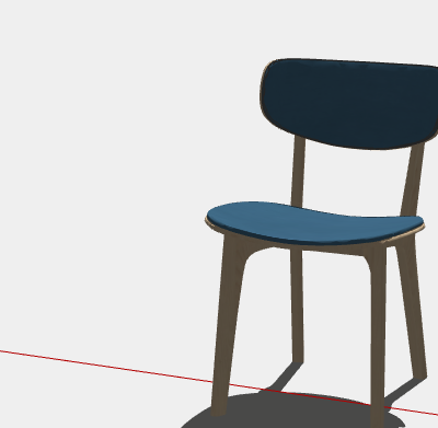 蓝色面板无扶手椅子su模型_图1