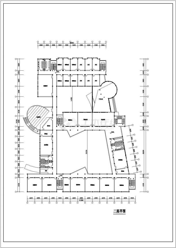 达州市某实验中学4层教学楼建筑设计CAD图纸-图一