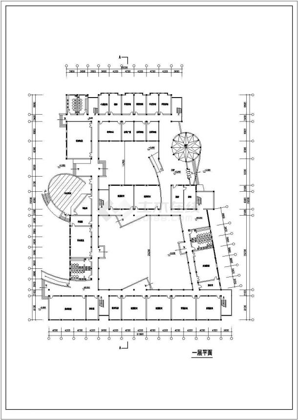 达州市某实验中学4层教学楼建筑设计CAD图纸-图二