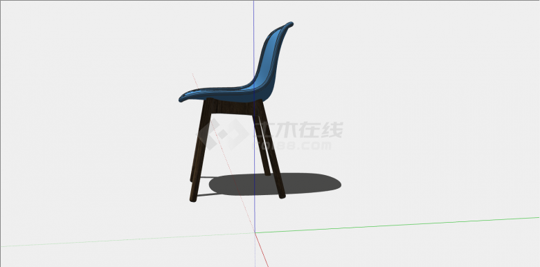 蓝色圆型无扶手椅子su模型-图二