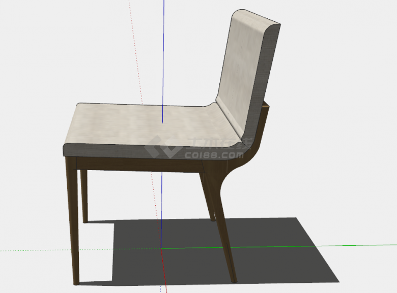 浅色带坐垫的无扶手椅子su模型-图二