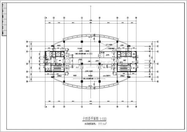 办公楼设计_某十八层高层办公楼建筑设计CAD图-图二